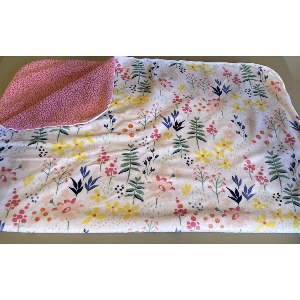 Cloud Island Target Wild Flower Pin Floral Sherpa Baby Blanket 30 x 40 Baby Girl